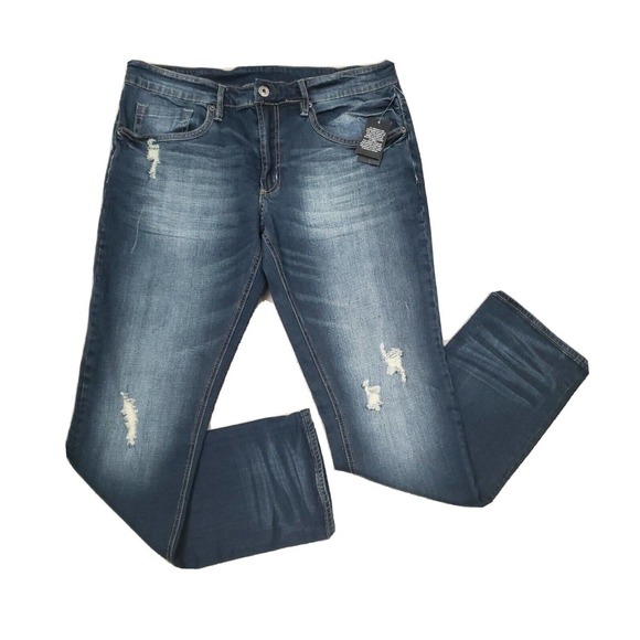 Buffalo by David Bitton Basic Ash-X skinny Stretch Denim Distressed Jeans 34×32 - Picture 2 of 7